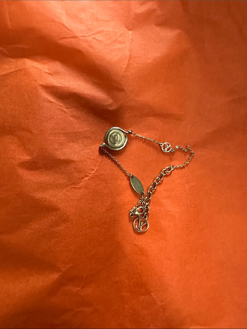 Louis Vuitton Gold-Tone Logo Charm Chain Bracelet